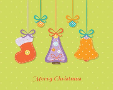 Noel kartı renkli needlecraft süslemeleri ile.