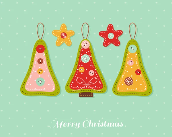 Christmas card with needlecraft decorations. — Stock Vector