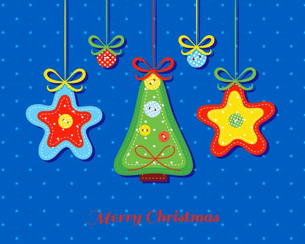 Christmas card with needlecraft decorations. — Stock Vector