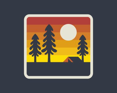 Orman açık kamp. Vektör simgesi.