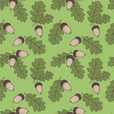 Meşe dalları ve meşe palamutları desen