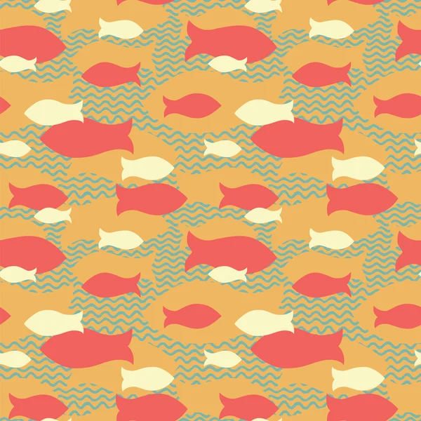 Ψάρια και κύματα χωρίς ραφή πρότυπο. — Διανυσματικό Αρχείο