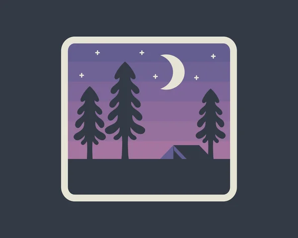 Forest camping outdoor. Vector icon. — Stock Vector