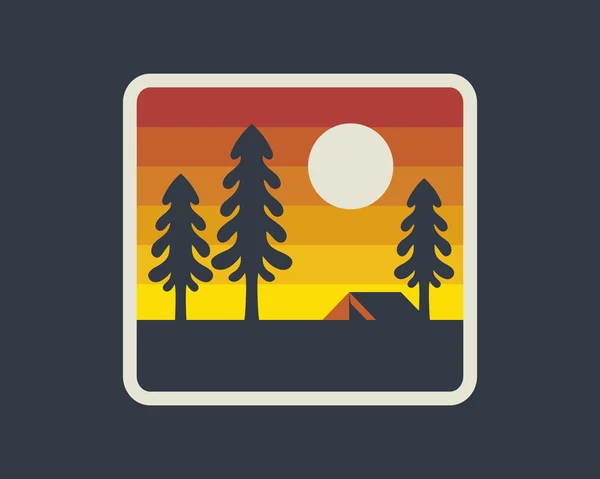 Les, venkovní táboření. Vektorové ikony. — Stockový vektor