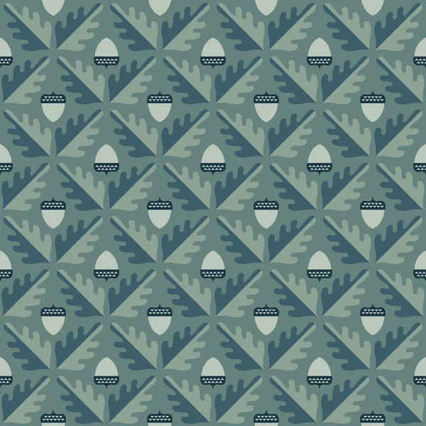 幾何学的なオークの葉とドングリ シームレス パターン. — ストックベクタ