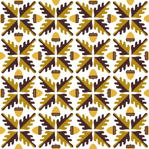 オークの葉とドングリのシームレス パターン. — ストックベクタ
