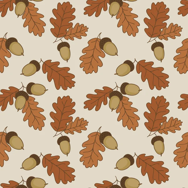 Oak branches and acorns pattern. — Stock Vector