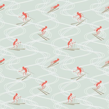 Kayakçı ve kayak pistlerine ile Seamless Modeli.