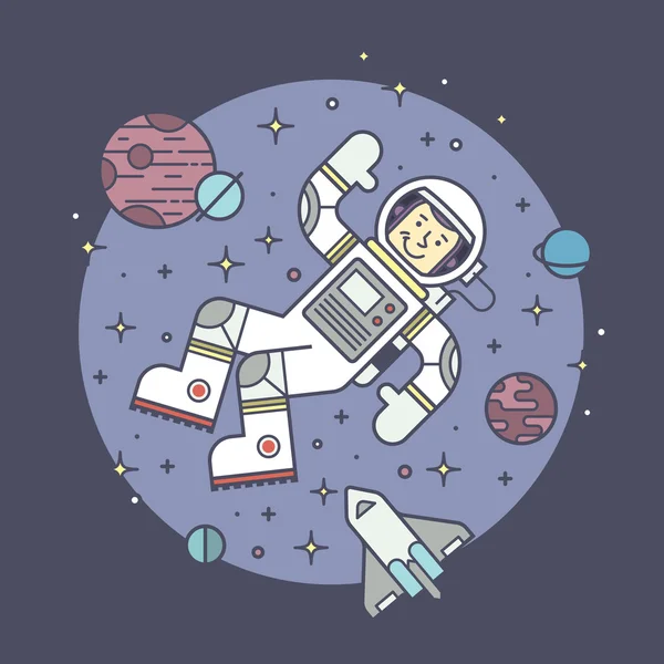 Astronautów w przestrzeni kosmicznej. Ilustracja wektorowa. — Wektor stockowy