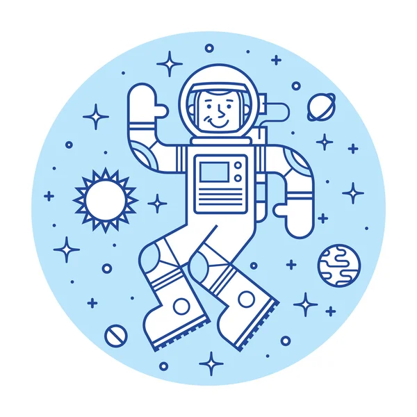 Astronot uzayda. Merhaba Uzay adamı. Vektör çizim. — Stok Vektör