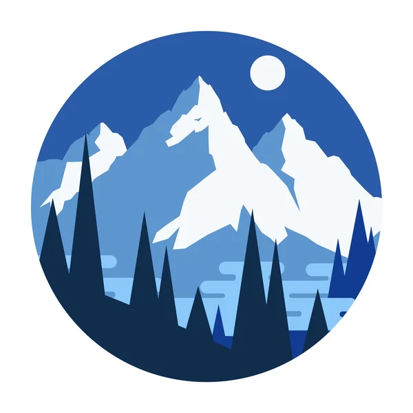 Montañas nevadas de invierno . — Vector de stock