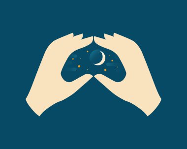 Kalp form elinde. Soyut illüstrasyon.