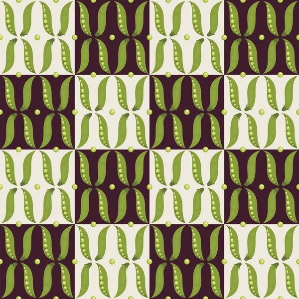 Grüne Erbsen nahtlose Muster. — Stockvektor