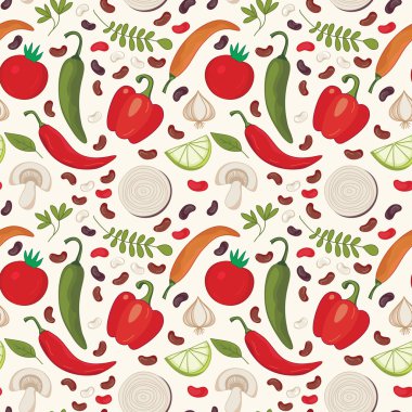 çeşitli sebze sorunsuz vektör desen.