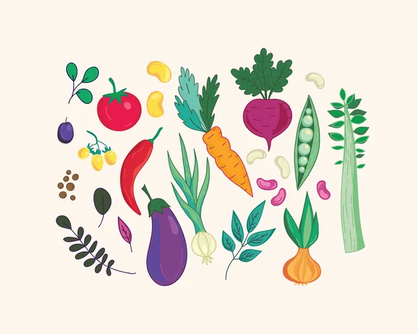 Η μεγάλη ομάδα πολύχρωμα λαχανικά. — Διανυσματικό Αρχείο