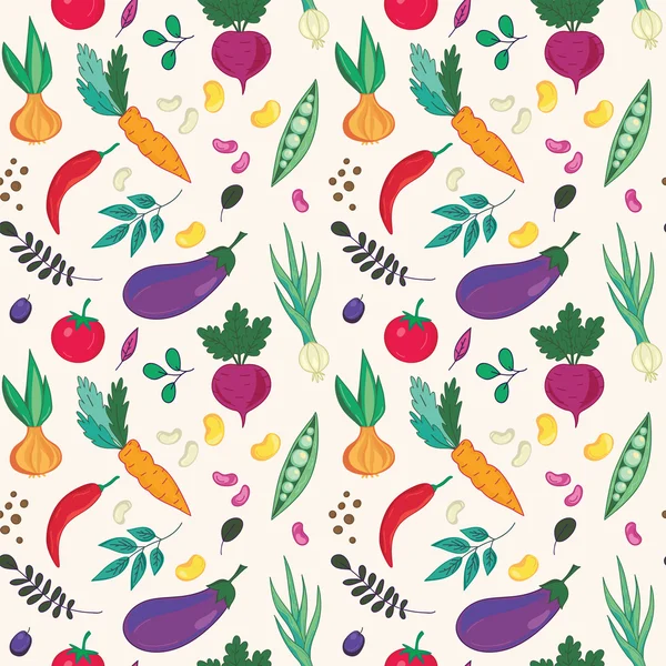 Assorted vegetables seamless pattern. — Stock Vector