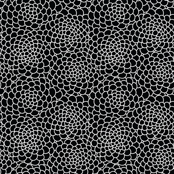 Abstraktes florales Schwarz-Weiß-Muster. — Stockvektor