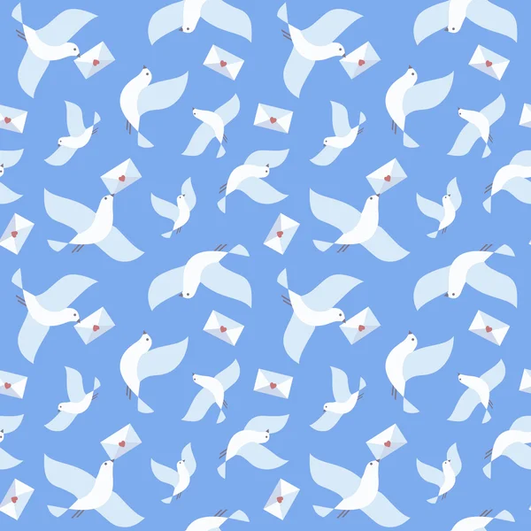 Fond d'amour avec des pigeons et des lettres d'amour . — Image vectorielle