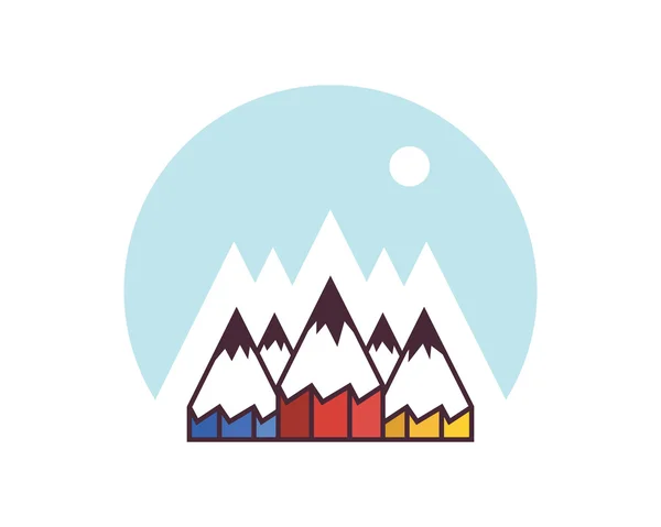Concepto creativo representado por las montañas lápiz. Ilustración vectorial . — Vector de stock