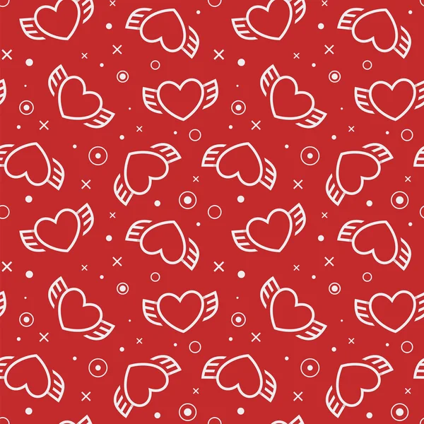 Stylish vector seamless pattern with hearts and wings. — Stock Vector