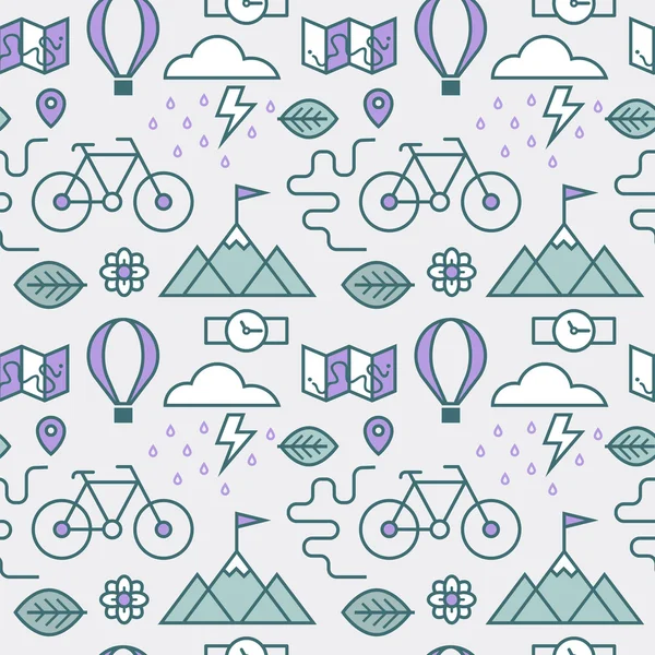 Seamless pattern with adventure travel icons. — Stock Vector