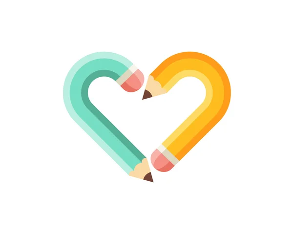 Coeur de crayons. Illustration synthétique . — Image vectorielle