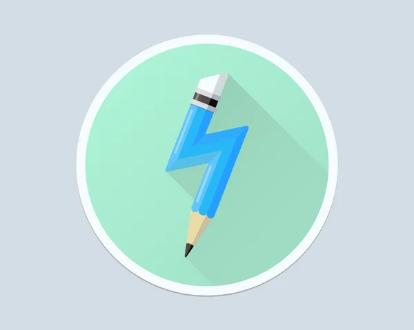 Pencil with lightning. Vector icon. — Stock Vector