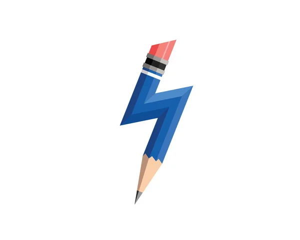 Pencil with lightning. Vector illustration of new idea. — Stock Vector