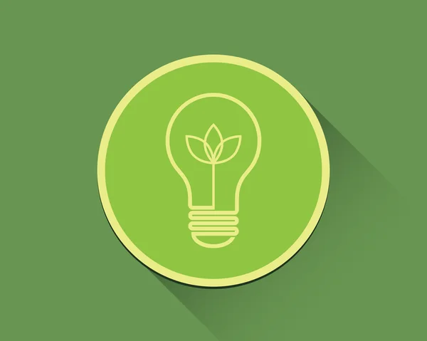 Icône ampoule, concept vert . — Image vectorielle