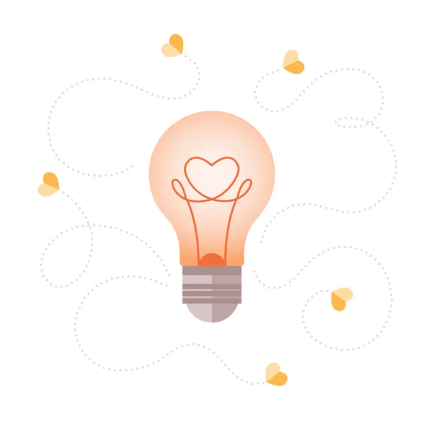 Heart shape in a light bulb. — Stock Vector