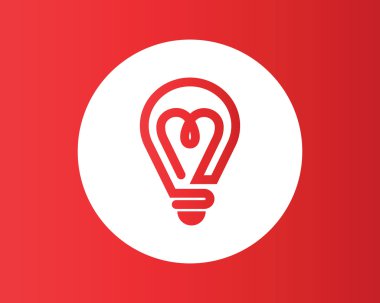 Kalp şeklinde bir ampul. Soyut simgesi.