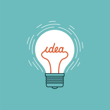 Ampul şeklinde yaratıcı bir fikir. Vektör çizim.