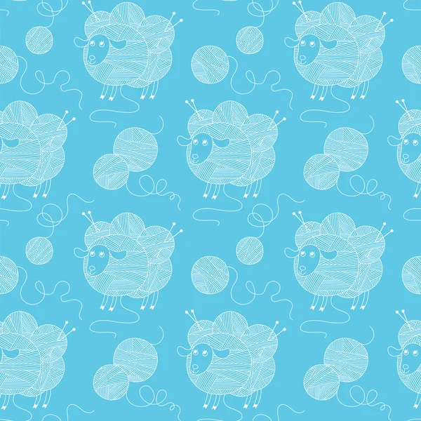 Motif sans couture avec moutons et peaux de fils de laine . — Image vectorielle