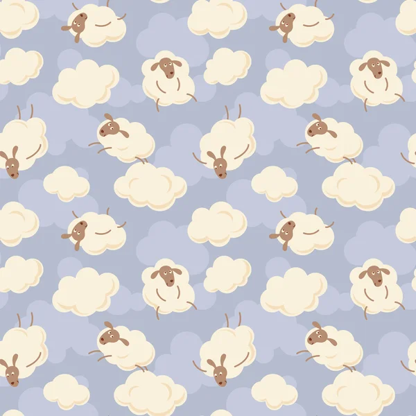 Schafe und Wolken nahtloses Muster. — Stockvektor