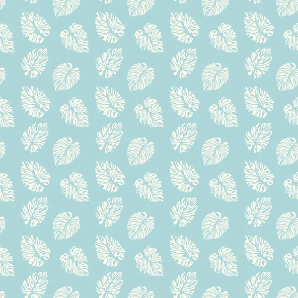 Seamless leaf pattern on blue background. — Stock Vector