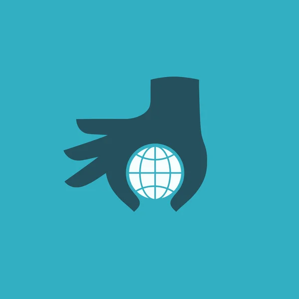 Globus-Symbol mit Hand, Vektorillustration. — Stockvektor