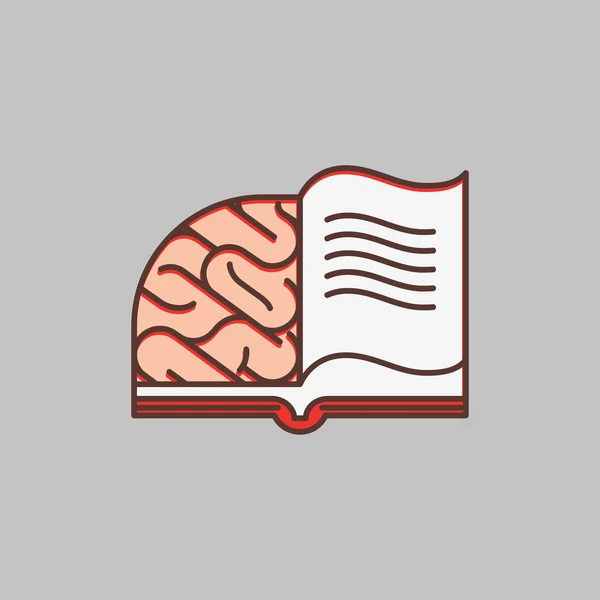 Creative brain sign and book symbol, education concept. Vector illustration. — Stock Vector