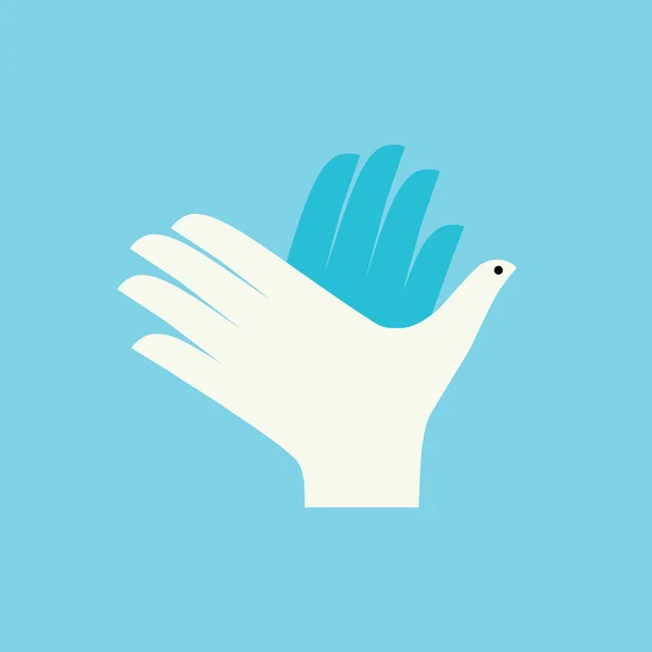 Hands as a bird. Creative idea — Stock Vector