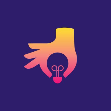 İnsan eli siluet fikir ampul ile.