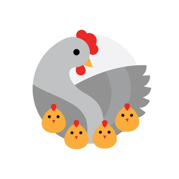 Gallinas y polluelos. Ilustración vectorial . — Archivo Imágenes Vectoriales