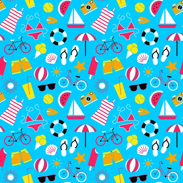 Seamless pattern with summer symbols. — Stock Vector