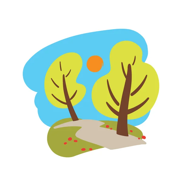 Paysage avec des arbres verts . — Image vectorielle