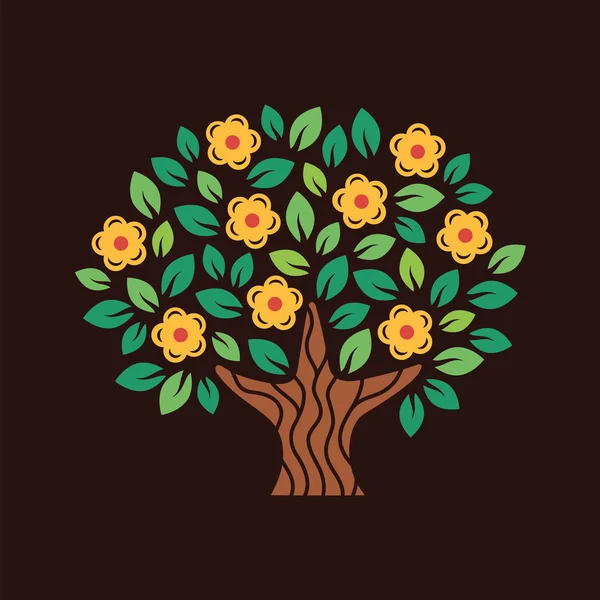 Stylizované Kvetoucí strom, samostatný. — Stockový vektor