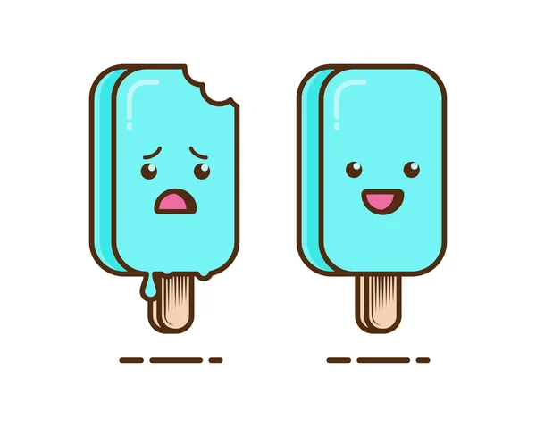 Vector illustration of couple cartoon funny ice creams. — Stock Vector