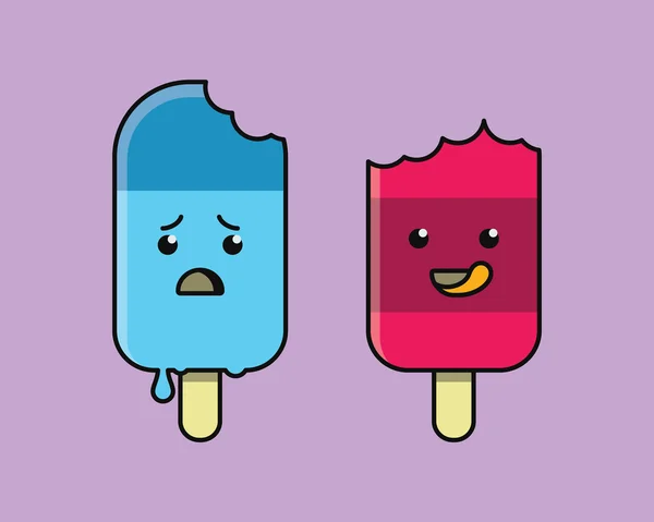 面白いカップル漫画アイスクリームのベクトル イラスト. — ストックベクタ