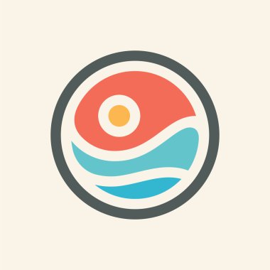 Güneş ve deniz. Vektör simgesi.