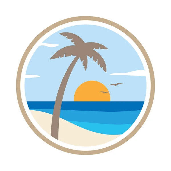 Palm tree on the tropical island. Vector icon. — Stock Vector