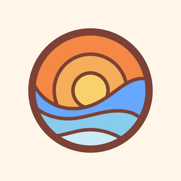 Sun and sea. Vector icon. — Stock Vector