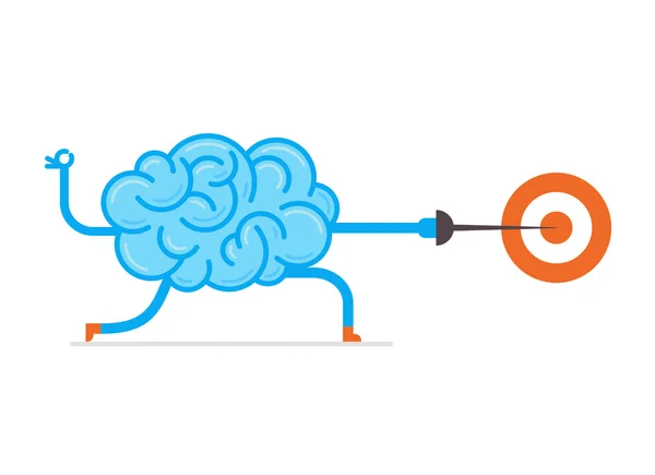 Cerebro golpeó la marca. Ilustración conceptual del entrenamiento de su cerebro . — Archivo Imágenes Vectoriales