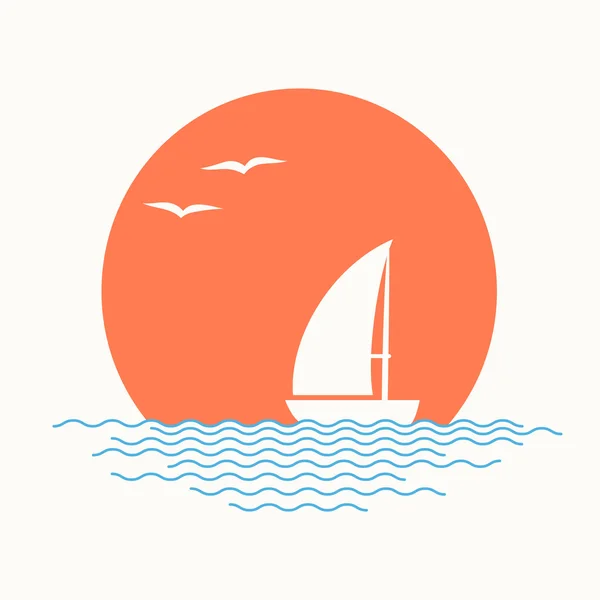 Sailing boat. Vector illustration. — Stock Vector